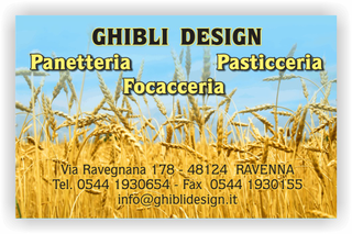 Ghibli Design - Biglietto personalizzabile,  #2295 - fronte - 3498, 2295, pane, panetteria, panettiere, forno, fornaio, grano, spighe, campo, azzurro, giallo