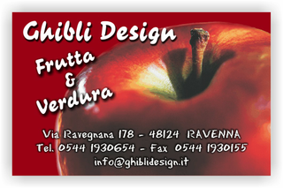 Ghibli Design - Biglietto personalizzabile,  #2297 - fronte - catalogo, frutta, fruttivendolo, mela, rosso, verdura