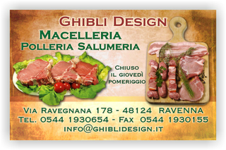 Ghibli Design - Biglietto personalizzabile,  #2299 - fronte - 3372, 2299, bovina, carne, catalogo, macellaio, macelleria, marrone, ovina, polleria, salumeria, spiedini, suina