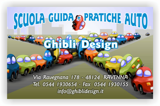Ghibli Design - Biglietto personalizzabile,  #2311 - fronte - agenzia, auto, automobili, autoscuola, catalogo, disegno, guida, incidente, incrocio, macchine, pratiche, scuola, traffico