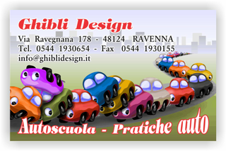Ghibli Design - Biglietto personalizzabile,  #2313 - fronte - 3357, 2313, autoscuola, scuola guida, agenzia pratiche auto, traffico, automobili, incidente, disegno, strada,
