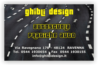 Ghibli Design - Biglietto personalizzabile,  #2327 - fronte - autoscuola scuola guida agenzia pratiche auto strada giallo nero scuro