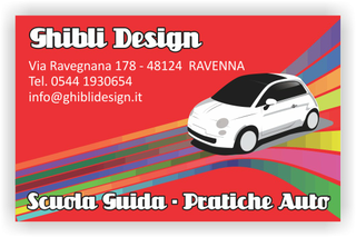 Ghibli Design - Biglietto personalizzabile,  #2332 - fronte - scuola guida autoscuola agenzia pratiche auto automobile macchina 500 arcobaleno rosso