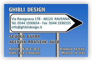 Ghibli Design - Biglietto personalizzabile,  #2338 - fronte - 3362, 2338, agenzia, auto, autoscuola, azzurro, blu, catalogo, guida, pratiche, scuola