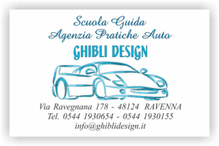 Ghibli Design - Biglietto personalizzabile,  #2344 - fronte - scuola guida agenzia pratiche auto autoscuola automobile ferrari bianco 