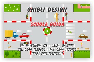 Ghibli Design - Biglietto personalizzabile,  #2348 - fronte - 3365, 2348, agenzia, auto, autoscuola, catalogo, disegno, guida, incrocio, pratiche, scuola, strada, traffico