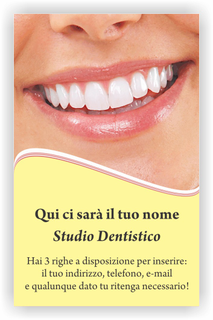 Ghibli Design - Biglietto verticale,  #2365 - fronte - bianchi, bocca, catalogo, denti, dentista, dentistico, giallo, odontoiatra, odontoiatrico, odontotecnico, sani, sorriso, studio