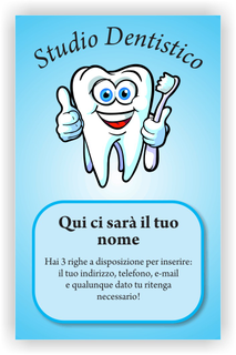 Ghibli Design - Biglietto verticale,  #2394 - fronte - dentista studio dentistico odontoiatrico odontoiatra dente molare azzurro