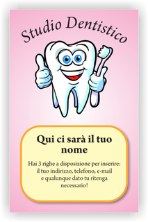 Ghibli Design - Biglietto verticale,  #2395 - fronte - catalogo, dente, dentista, dentistico, giallo, molare, odontoiatra, odontoiatrico, rosa, studio