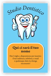 Ghibli Design - Biglietto verticale,  #2398 - fronte - dentista studio dentistico odontoiatrico odontoiatra dente molare azzurro arancione