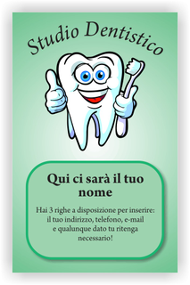 Ghibli Design - Biglietto verticale,  #2399 - fronte - dentista studio dentistico odontoiatrico odontoiatra dente molare verde