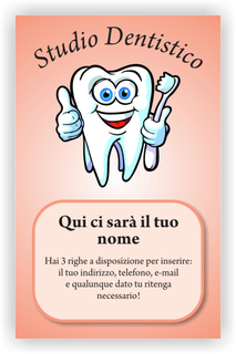 Ghibli Design - Biglietto verticale,  #2401 - fronte - dentista studio dentistico odontoiatrico odontoiatra dente molare rosa rosso arancione
