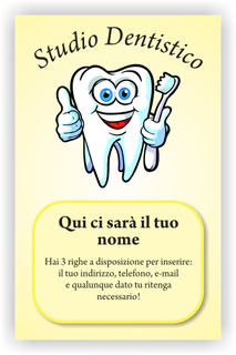 Ghibli Design - Biglietto verticale,  #2402 - fronte - dentista studio dentistico odontoiatrico odontoiatra dente molare giallo