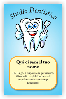 Ghibli Design - Biglietto verticale,  #2403 - fronte - dentista studio dentistico odontoiatrico odontoiatra dente molare azzurro giallo
