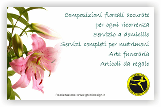 Ghibli Design - Biglietto personalizzabile,  #2478 - indietro - bianco, bocciolo, fioraio, fiori, fiorista, foglie, orchidea, piante, pistilli, rosa, stelo, vivaio, verde