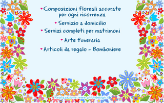 Ghibli Design - Biglietto personalizzabile,  #2491 - indietro - azzurro, disegni, fioraio, fiorellini, fiori, fiorista, fucsia, piante, rosso, arancione, verde, 