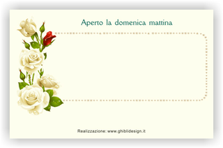 Ghibli Design - Biglietto personalizzabile,  #2501 - indietro - fiori, piante, fioraio, fiorista, vivaio, rosa, rose, bocciolo, petali, stelo, rugiada, verde, smeraldo, bianco