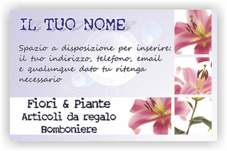 Ghibli Design - Biglietto personalizzabile,  #2517 - fronte - fioraio, fiori, fiorista, foglie, fucsia, lilla, orchidea, piante, pistilli, rosa, stelo, vivaio, viola, bianco