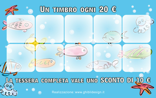 Ghibli Design - Biglietto personalizzabile,  #2535 - indietro - 3389, 2535, azzurro, bollicine, di, mare, pesce, pescheria, pesci, pesciolini, pescivendolo, bianco