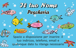 Ghibli Design - Biglietto personalizzabile,  #2535 - fronte - 3389, 2535, azzurro, bollicine, di, mare, pesce, pescheria, pesci, pesciolini, pescivendolo, bianco