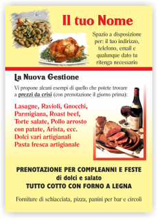 Ghibli Design - Volantino A5,  #2627 - fronte - volantini, flier, gastronomia, ristorante, pollo, roastbeef, vino, prezzi, listino