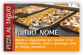 Ghibli Design - Biglietto personalizzabile,  #3183 - fronte - pizza al taglio, pizza, rosso, arancione
