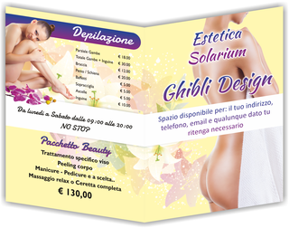 Ghibli Design - Depliant A5 una piega,  #3313 - fronte - donna, ragazza, nudo, giallo, viola, fiore
