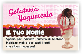 Ghibli Design - Biglietto personalizzabile,  #3441 - fronte - 3872, 3441, coppa, gelato, bar, pasticceria, rosa, palline, cioccolato, salsa,