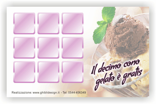Ghibli Design - Biglietto personalizzabile,  #3516 - indietro - 4105, 3516, gelato, pallina, bianco, rosa, viola