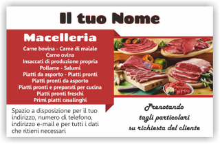 Ghibli Design - Cartolina,  #5165 - fronte - cartolina, macelleria, carne, macellaio, manzo, salsiccia, bovino,