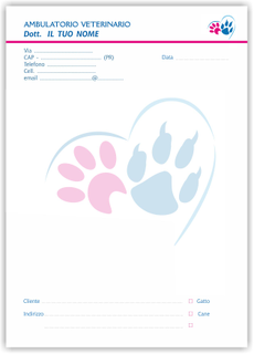 Ghibli Design - Carta da lettere formato A5,  #5320 - veterinario, ambulatorio, studio, cane. gatto, impronta, 