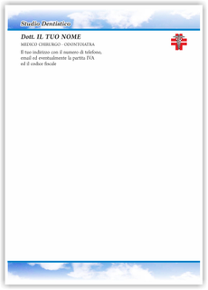 Ghibli Design - Carta da lettere formato A5,  #5327 - dentista, dentistico, ambulatorio, studio, medico, croce rossa, serpenti, simbolo, esculapio, azzurro, cielo