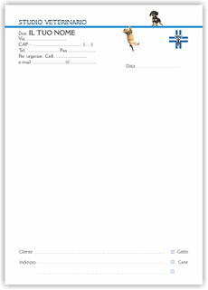 Ghibli Design - Carta da lettere formato A5,  #5330 - veterinario, ambulatorio, studio, cane, gatto, croce, azzurro, serpente, simbolo