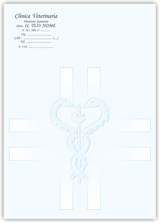 Ghibli Design - Carta da lettere formato A5,  #5331 - veterinario, studio, ambulatorio, croce, serpenti, azzurro, clinica, veterinaria,