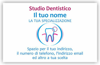 Ghibli Design - Biglietto personalizzabile,  #5546 - fronte - dentista, bianco, logo, dentino, studio, odontoiatrico, odontoiatra, medico, blu, fucsia