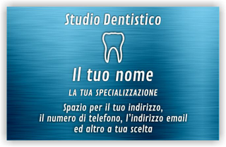 Ghibli Design - Biglietto personalizzabile,  #5547 - fronte - dentista, metallico, blu, rigato, dentino, studio, odontoiatrico, odontoiatra, medico