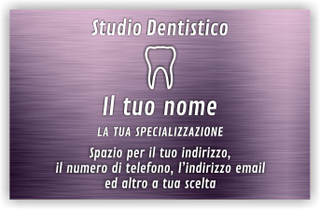 Ghibli Design - Biglietto personalizzabile,  #5549 - fronte - dentista, metallico, viola, rigato, dentino, studio, odontoiatrico, odontoiatra, medico