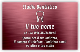 Ghibli Design - Biglietto personalizzabile,  #5550 - fronte - dentista, metallico, rosso, bordeaux, rigato, dentino, studio, odontoiatrico, odontoiatra, medico