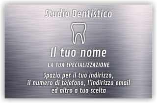 Ghibli Design - Biglietto personalizzabile,  #5552 - fronte - dentista, metallico, rosa, rigato, dentino, studio, odontoiatrico, odontoiatra, medico