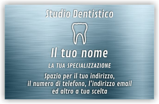 Ghibli Design - Biglietto personalizzabile,  #5553 - fronte - dentista, metallico, azzurro, rigato, dentino, studio, odontoiatrico, odontoiatra, medico