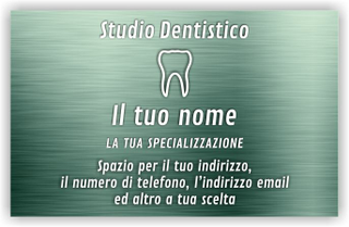 Ghibli Design - Biglietto personalizzabile,  #5554 - fronte - dentista, metallico, verde, rigato, dentino, studio, odontoiatrico, odontoiatra, medico