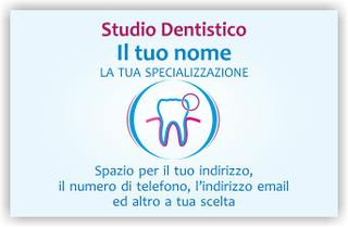 Ghibli Design - Biglietto personalizzabile,  #5555 - fronte - dentista, bianco, logo, dentino, studio, odontoiatrico, odontoiatra, medico, blu, fucsia