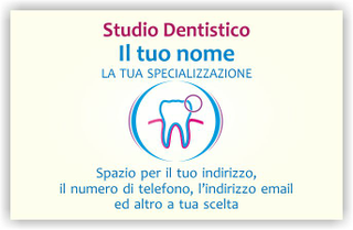 Ghibli Design - Biglietto personalizzabile,  #5556 - fronte - dentista, bianco, logo, dentino, studio, odontoiatrico, odontoiatra, medico, blu, fucsia