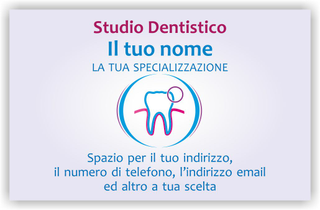 Ghibli Design - Biglietto personalizzabile,  #5557 - fronte - dentista, bianco, logo, dentino, studio, odontoiatrico, odontoiatra, medico, blu, fucsia