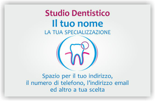 Ghibli Design - Biglietto personalizzabile,  #5558 - fronte - dentista, bianco, logo, dentino, studio, odontoiatrico, odontoiatra, medico, blu, fucsia