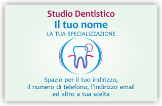 Ghibli Design - Biglietto personalizzabile,  #5559 - fronte - dentista, bianco, logo, dentino, studio, odontoiatrico, odontoiatra, medico, blu, fucsia
