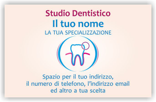 Ghibli Design - Biglietto personalizzabile,  #5560 - fronte - dentista, bianco, logo, dentino, studio, odontoiatrico, odontoiatra, medico, blu, fucsia