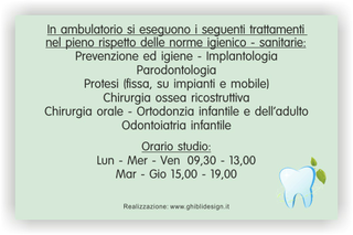 Ghibli Design - Biglietto personalizzabile,  #5567 - indietro - dentista, verde, strumenti, tasca, studio, odontoiatrico, odontoiatra, medico