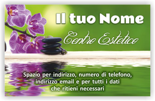 Ghibli Design - Biglietto personalizzabile,  #5659 - fronte - centro estetico, bellezza, benessere, fiori, acqua, relax, verde, viola