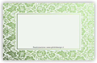 Ghibli Design - Biglietto senza immagini,  #5935 - indietro - damascato, cornice, rettangolo, verde